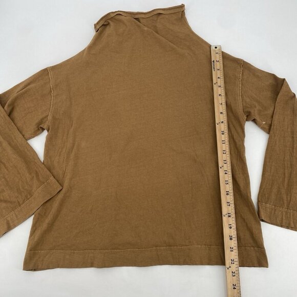 We The Free XS Long Sleeve Tan Cowl Funnel Neck Boxy Oversized Shirt FP Boho - Picture 8 of 12